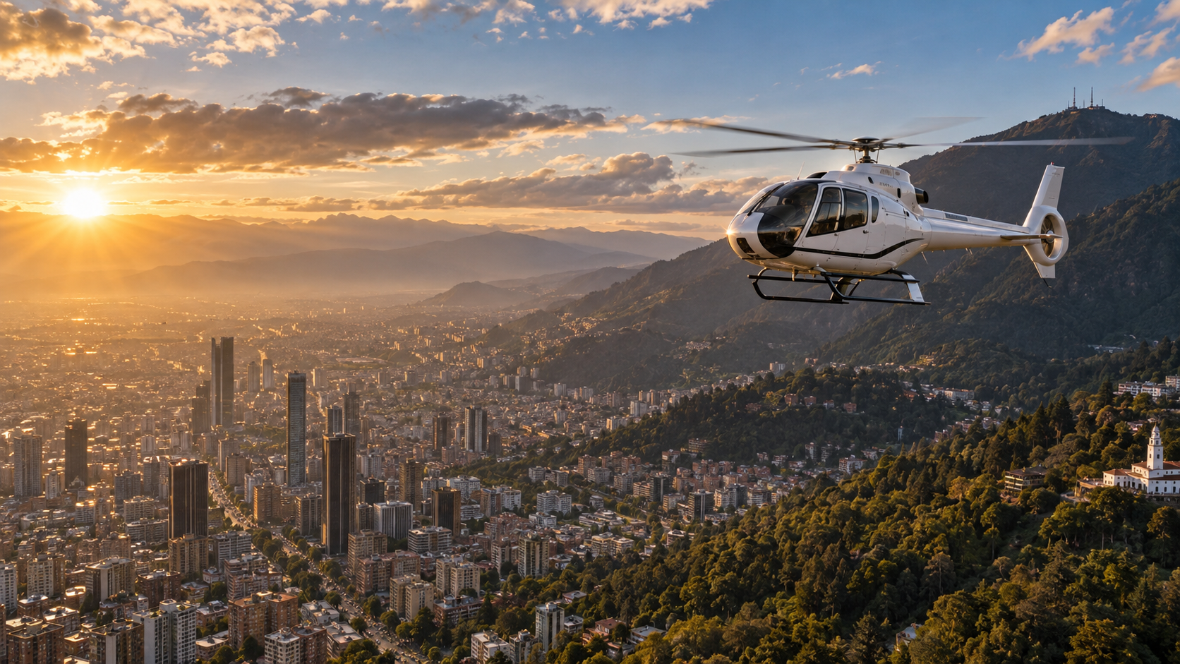 Vuelo panorámico en helicóptero sobre Bogotá
